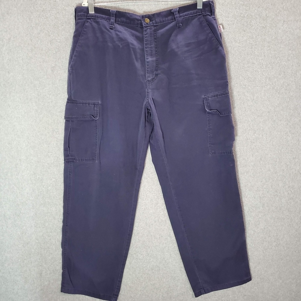 VINTAGE Tyndale Men Pants 38x29 Blue Cargo‎ Flame Resistance Pockets 90s USA